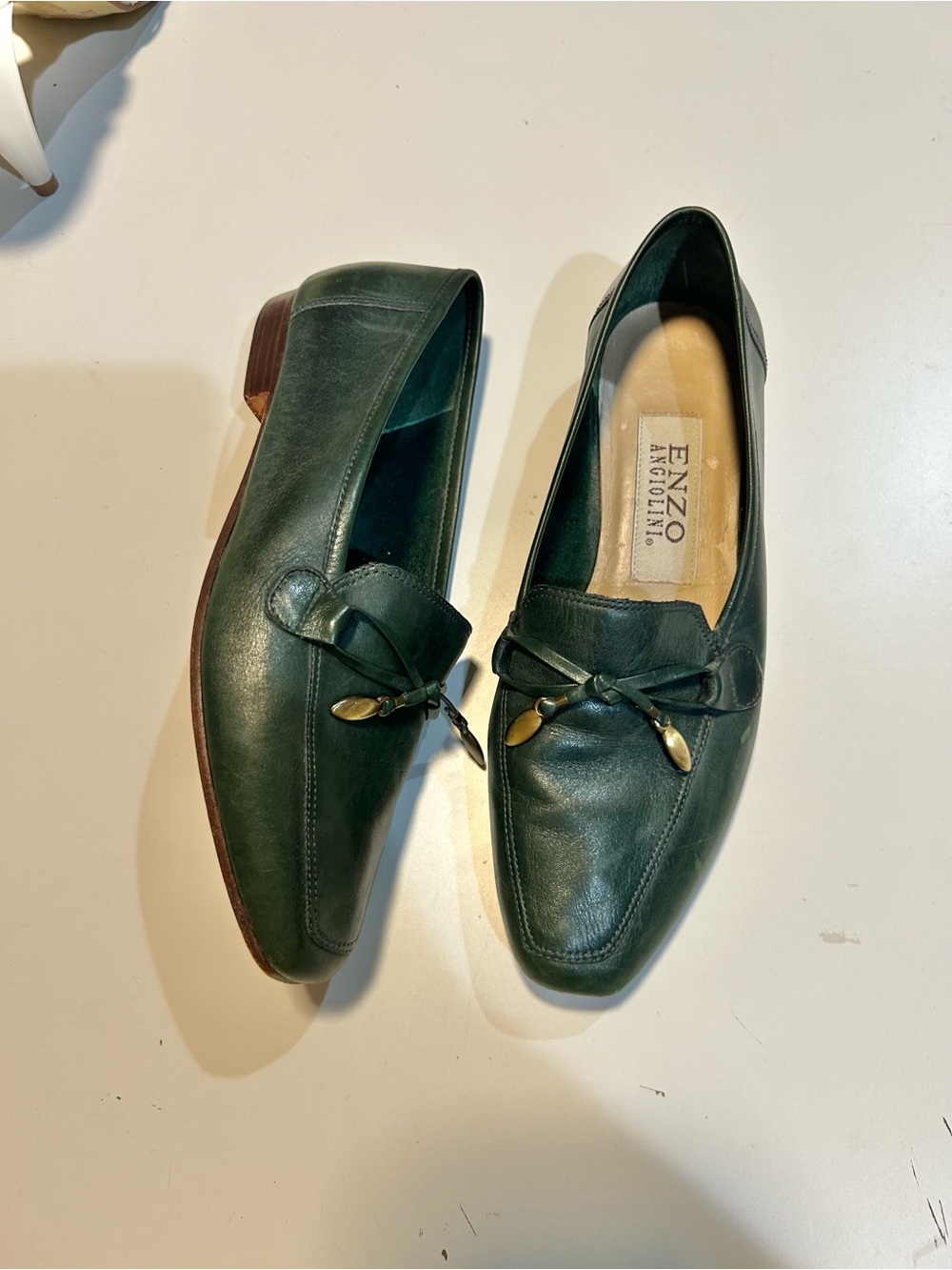 Enzo Angiolini Green Leather Tassel Loafers